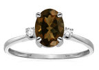 Star K Oval 8x6mm Genuine Smoky Quartz Engagement Promise Ring