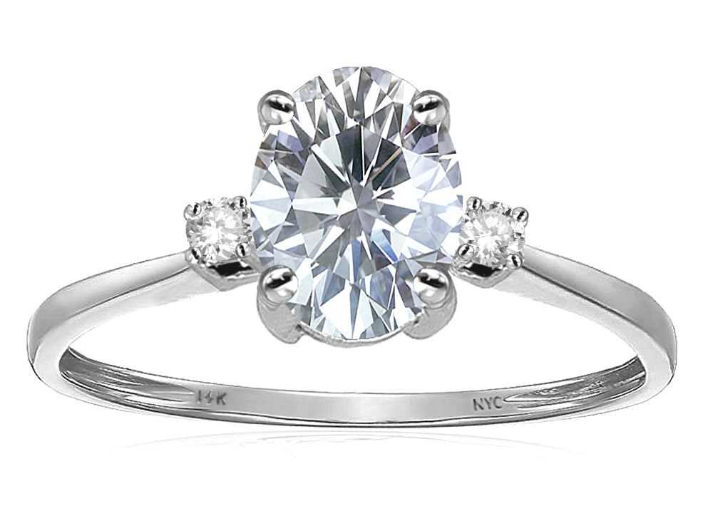 Star K Oval 8x6mm Genuine White Topaz Engagement Promise Ring