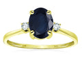 Star K Oval 8x6mm Genuine Black Sapphire Engagement Promise Ring