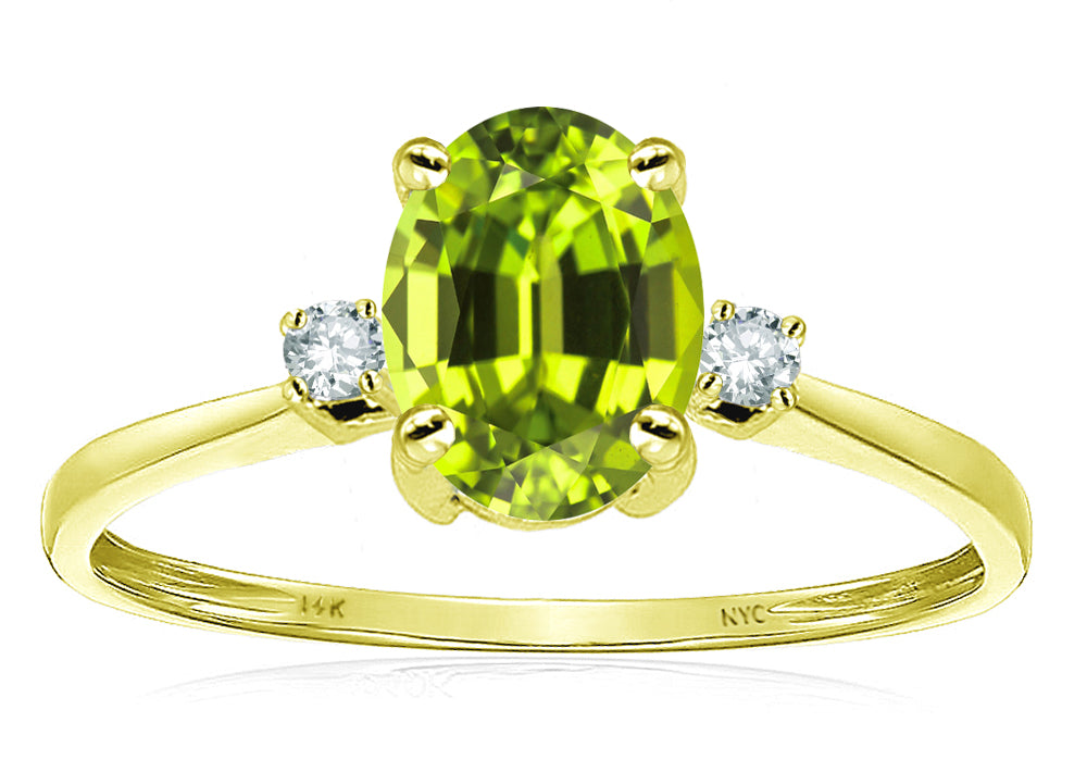 Star K Oval 8x6mm Genuine Peridot Engagement Promise Ring