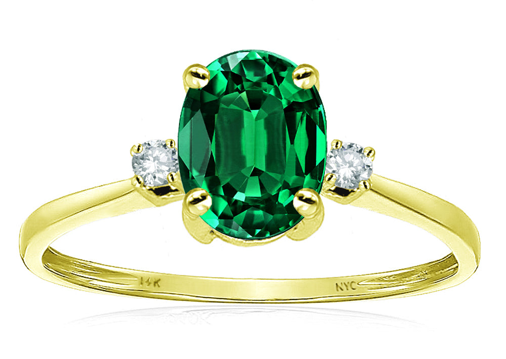Star K Oval 8x6mm Simulated Emerald Engagement Promise Ring