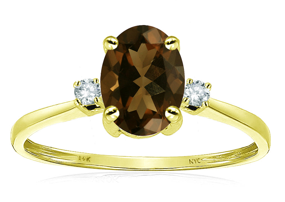 Star K Oval 8x6mm Genuine Smoky Quartz Engagement Promise Ring