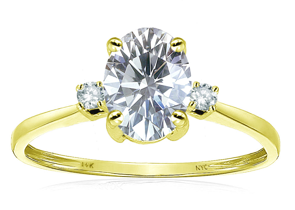 Star K Oval 8x6mm Genuine White Topaz Engagement Promise Ring