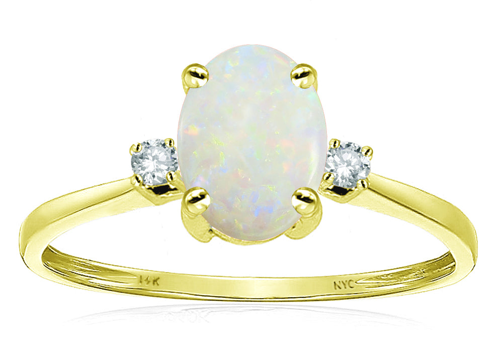 Star K Oval 8x6mm Genuine Opal Engagement Promise Ring