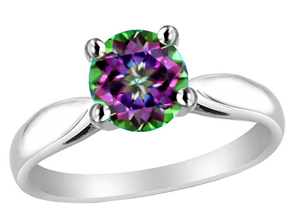 Star K 7mm Round Rainbow Mystic Quartz Ring