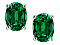 Star K Oval 8 x 6mm Simulated Emerald Earrings Studs