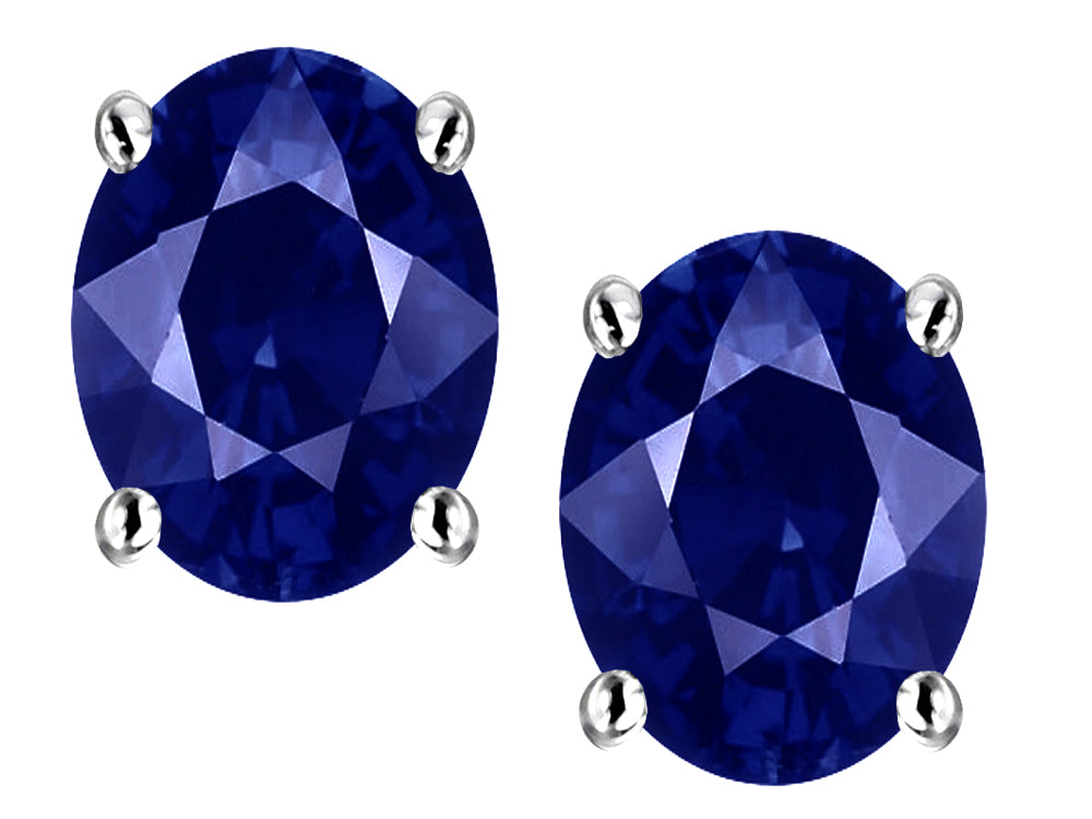 Star K™ Created Sapphire Oval 8x6mm Earrings Studs