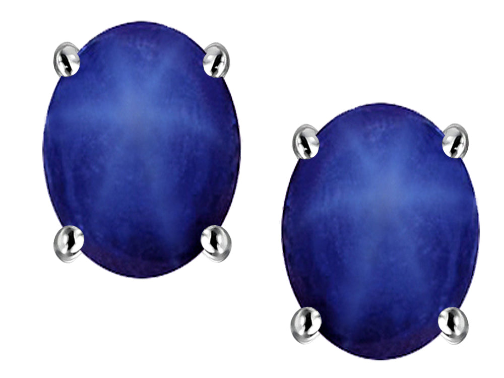 Star K Oval 8x6mm Created Star Sapphire Earrings Studs