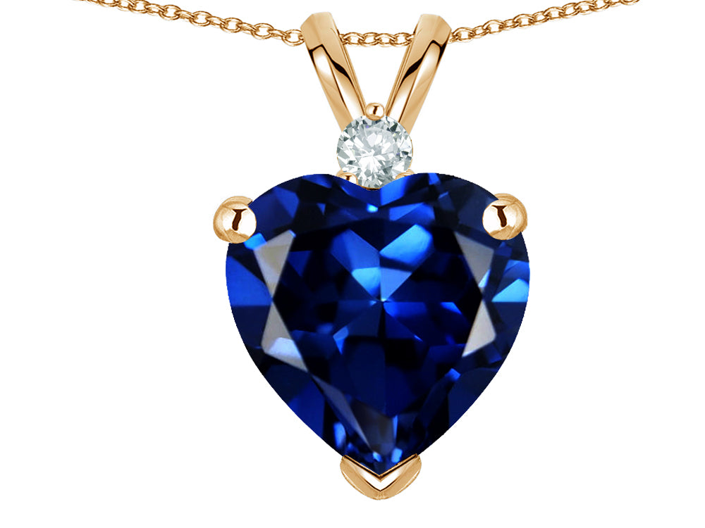 Star K 8mm Created Sapphire Heart Pendant Necklace