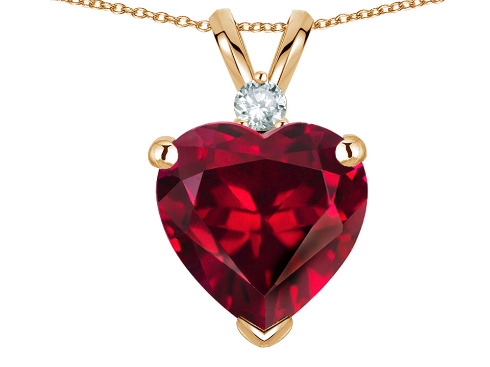 Star K 8mm Created Ruby Heart Pendant Necklace