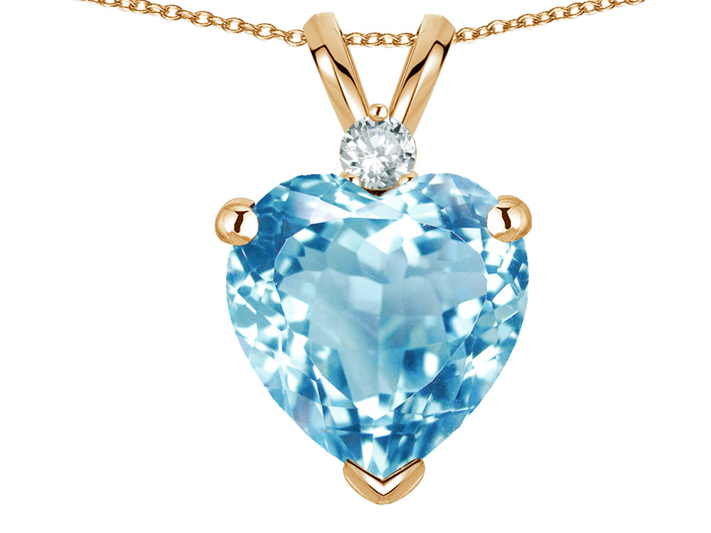 Star K 8mm Genuine Sky Blue Topaz Heart Pendant Necklace