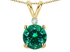 Star K Classic Round 7mm One Stone Simulated Emerald Pendant Necklace