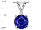 Star K Classic Round 7mm One Stone Created Sapphire Pendant Necklace