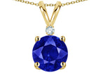 Star K Classic Round 7mm One Stone Created Sapphire Pendant Necklace
