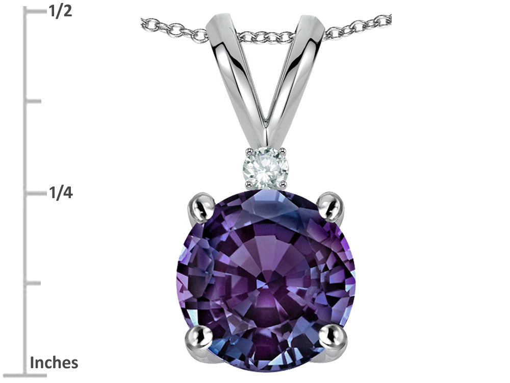 Star K Classic Round 7mm One Stone Simulated Alexandrite Pendant Necklace