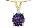 Star K Classic Round 7mm One Stone Simulated Alexandrite Pendant Necklace