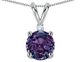 Star K Classic Round 7mm One Stone Simulated Alexandrite Pendant Necklace