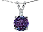 Star K Classic Round 7mm One Stone Simulated Alexandrite Pendant Necklace