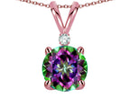 Star K Classic Round 7mm One Stone Rainbow Mystic Topaz Pendant Necklace