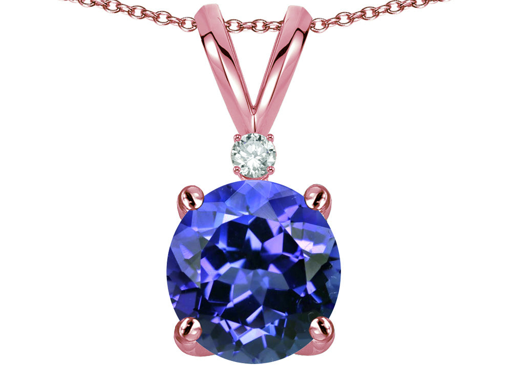 Star K Classic Round 7mm One Stone Simulated Tanzanite Pendant Necklace