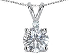 Star K Classic Round 7mm One Stone Genuine White Topaz Pendant Necklace