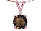 Star K Classic Round 7mm One Stone Genuine Smoky Quartz Pendant Necklace