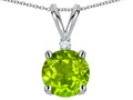Star K Classic Round 7mm One Stone Genuine Peridot Pendant Necklace
