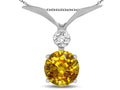 Star K Round 7mm Genuine Citrine Pendant Necklace