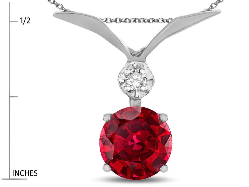 Star K Round 7mm Created Ruby Pendant Necklace