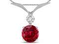 Star K Round 7mm Created Ruby Pendant Necklace