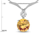Star K Round 7mm Simulated Imperial Yellow Topaz Pendant Necklace