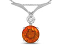 Star K Round 7mm Simulated Orange Mexican Fire Opal Pendant Necklace