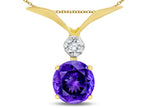 Star K Round 7mm Genuine Amethyst Pendant Necklace