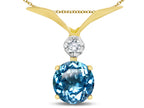 Star K Round 7mm Genuine Blue Topaz Pendant Necklace