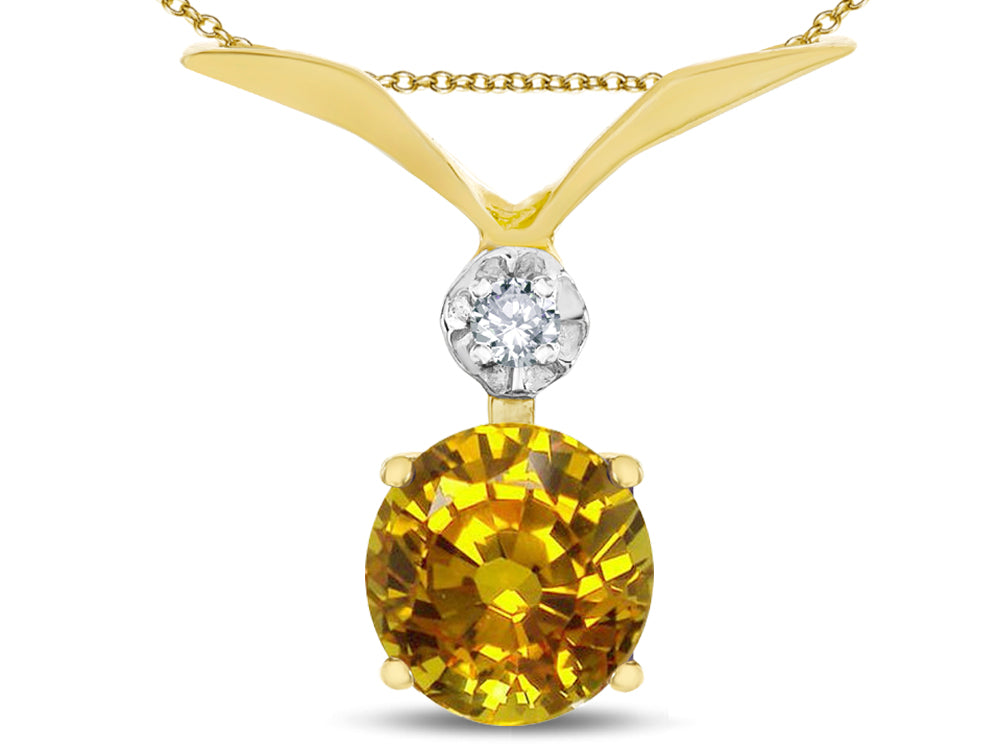 Star K Round 7mm Genuine Citrine Pendant Necklace