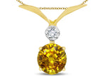 Star K Round 7mm Genuine Citrine Pendant Necklace