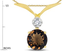Star K Round 7mm Genuine Smoky Quartz Pendant Necklace