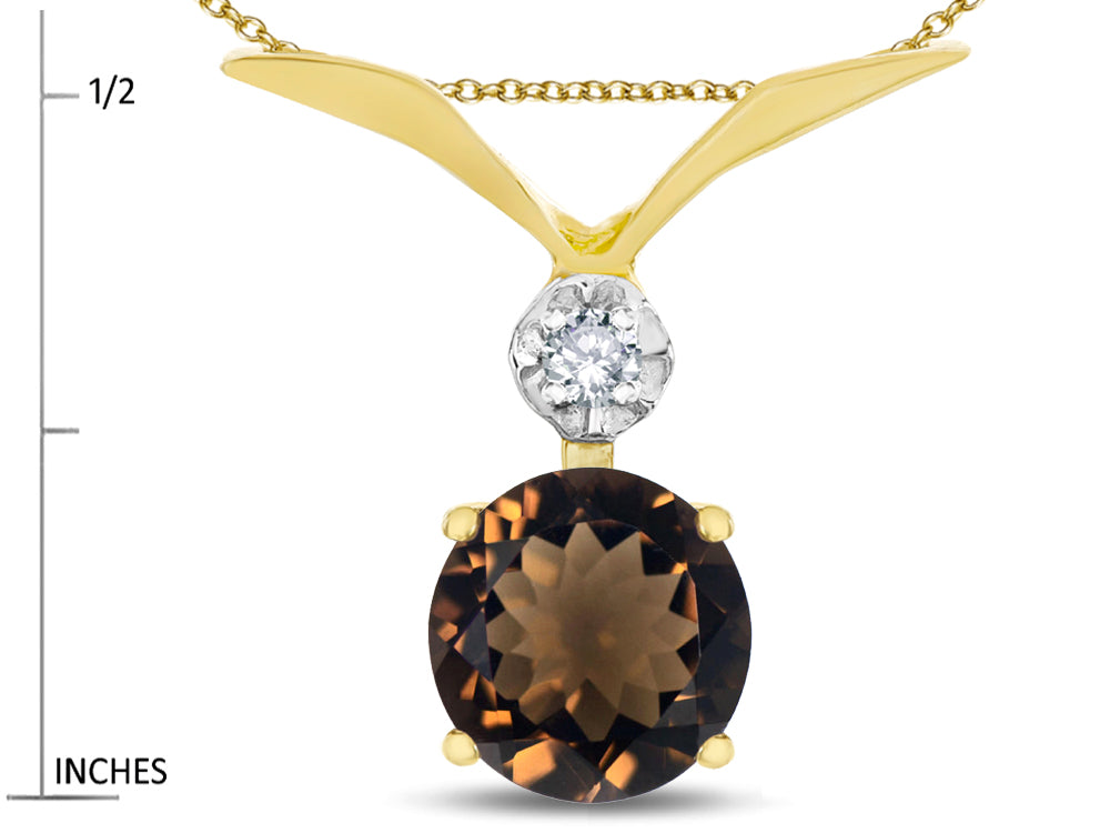 Star K Round 7mm Genuine Smoky Quartz Pendant Necklace