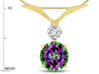 Star K Round 7mm Rainbow Mystic Topaz Pendant Necklace