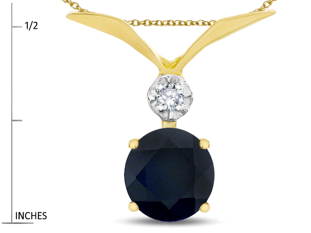Star K Round 7mm Genuine Black Sapphire Pendant Necklace