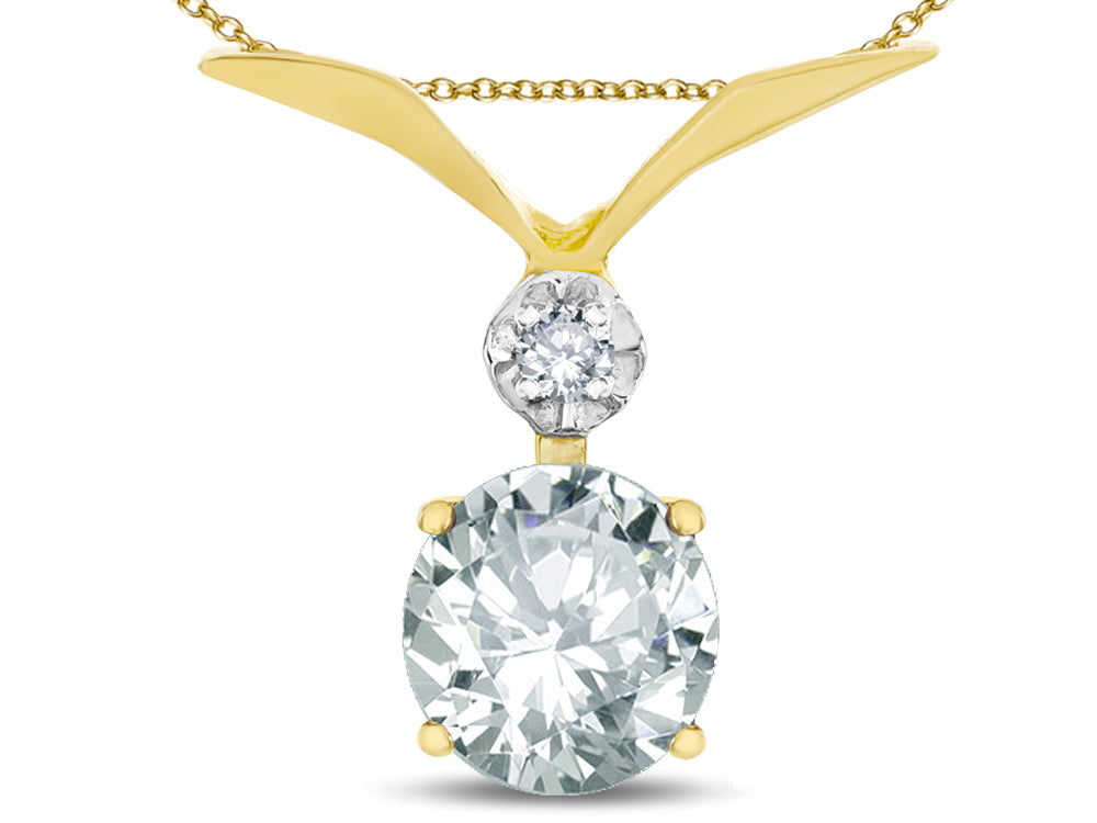 Star K Round 7mm Genuine White Topaz Pendant Necklace
