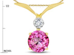 Star K Round 7mm Created Pink Sapphire Pendant Necklace