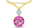 Star K Round 7mm Created Pink Sapphire Pendant Necklace