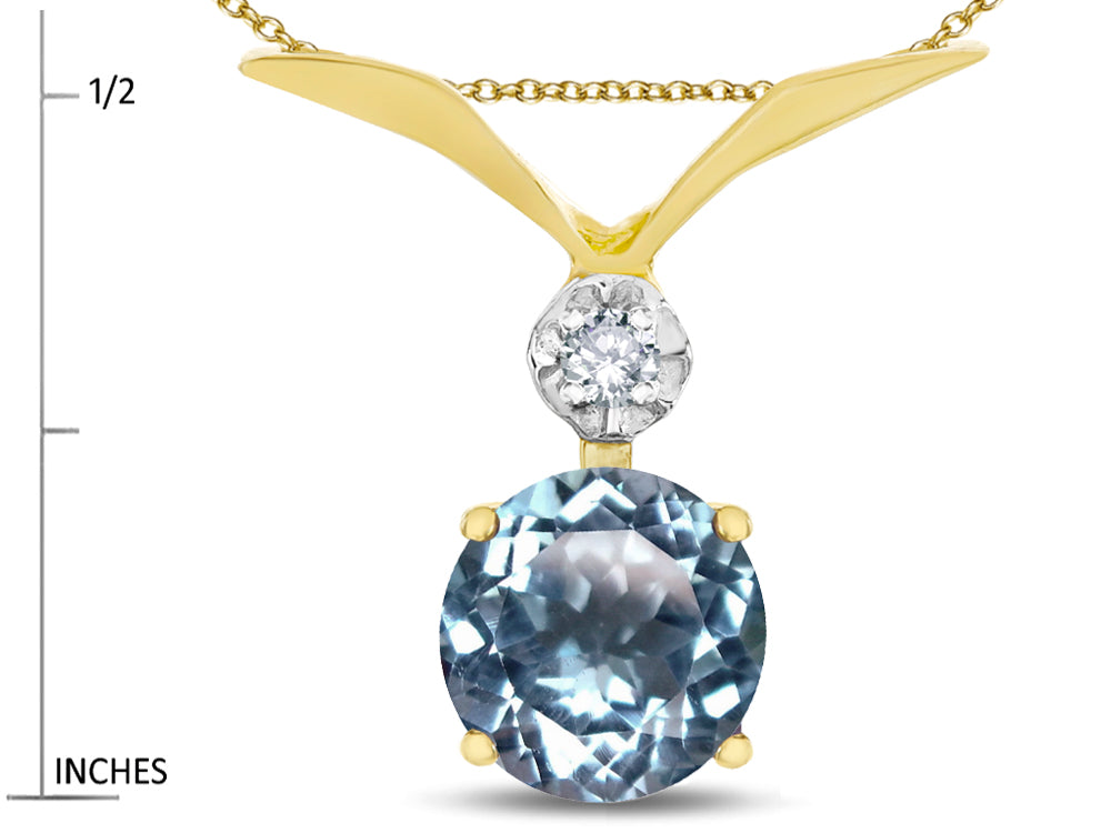 Star K Round 7mm Simulated Aquamarine Pendant Necklace