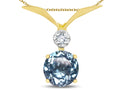 Star K Round 7mm Simulated Aquamarine Pendant Necklace