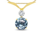 Star K Round 7mm Simulated Aquamarine Pendant Necklace