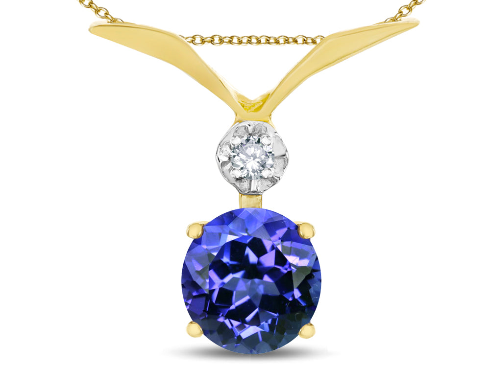 Star K Round 7mm Simulated Tanzanite Pendant Necklace