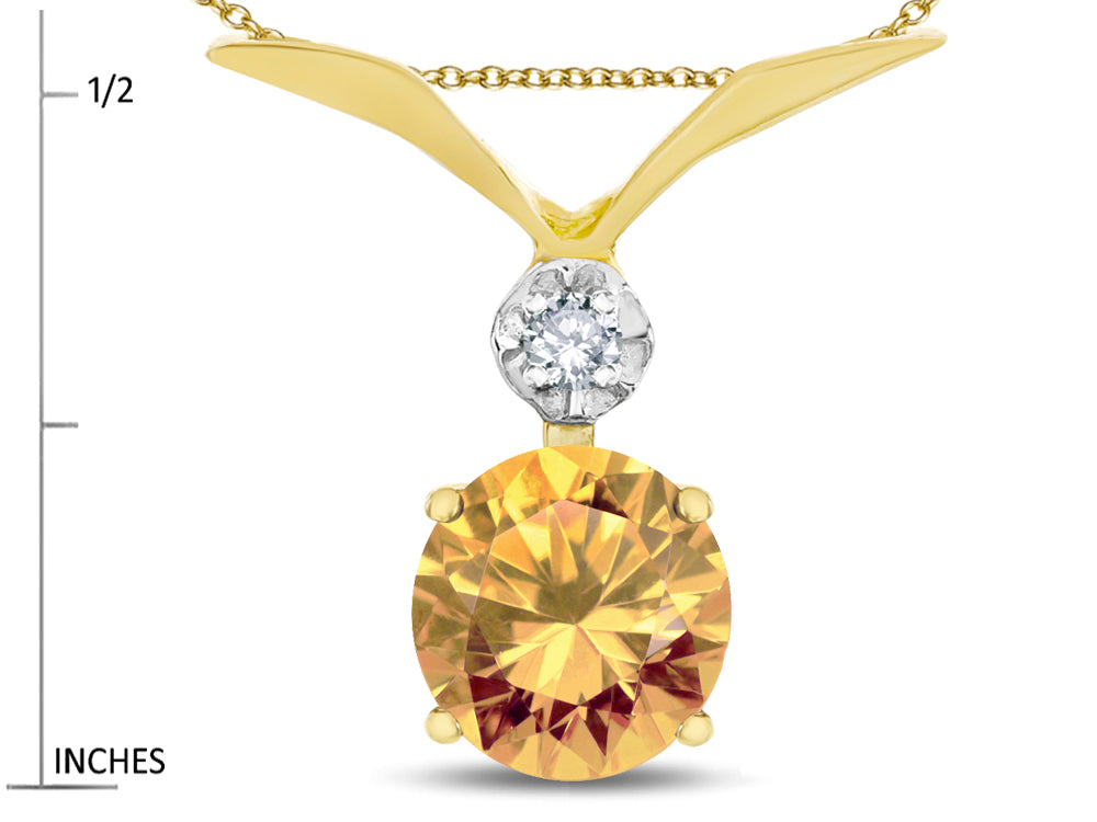 Star K Round 7mm Simulated Imperial Yellow Topaz Pendant Necklace