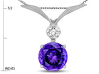 Star K Round 7mm Genuine Amethyst Pendant Necklace