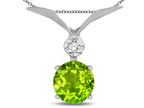 Star K Round 7mm Genuine Peridot Pendant Necklace